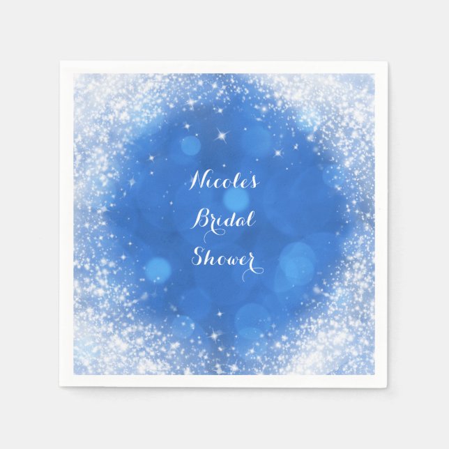 Blue & White Sparkle Cinderella Any Event Party Napkin (Front)