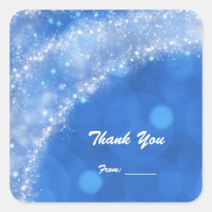 Blue & White Sparkle Cinderella Any Event Party Square Sticker