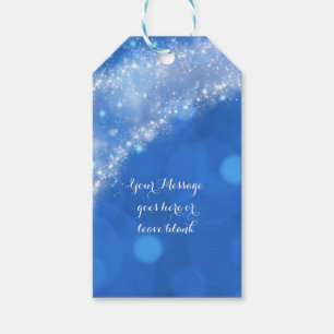 Blue & White Sparkle Cinderella Wedding Party Gift Tags
