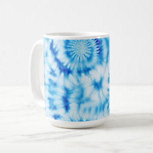 Blue White Spiral Tie Dye Coffee Mug