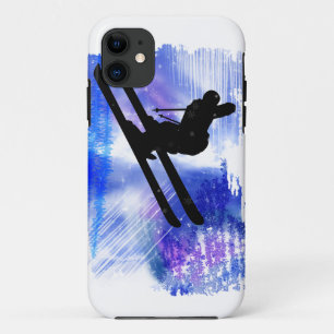 Blue & White Splashes Skier iPhone 11 Case