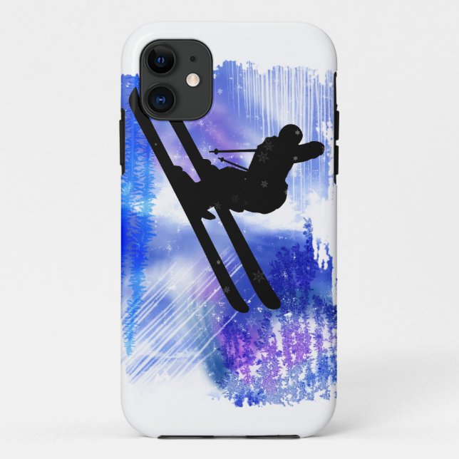 Blue & White Splashes Skier Case-Mate iPhone Case (Back)