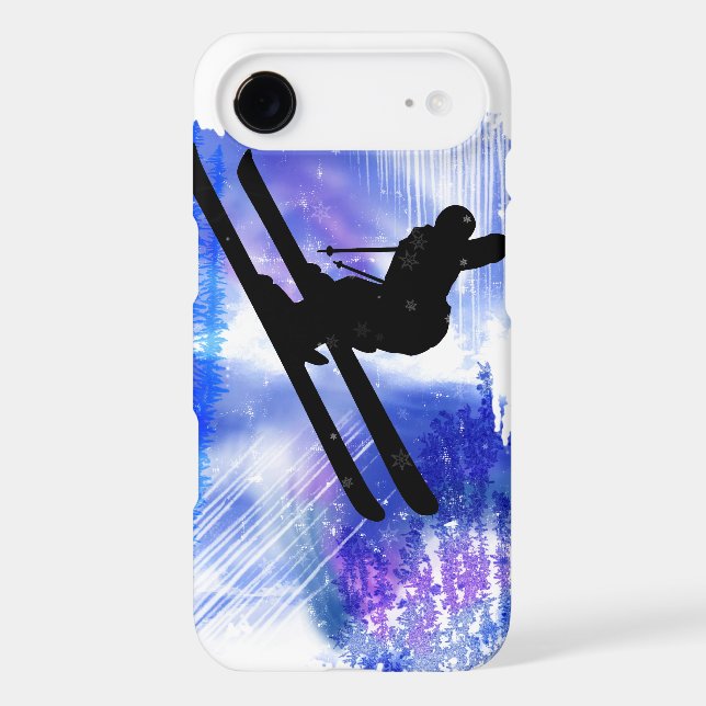 Blue & White Splashes Skier Case-Mate iPhone Case (Back)