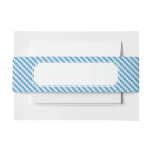 Blue-white squares background invitation belly band