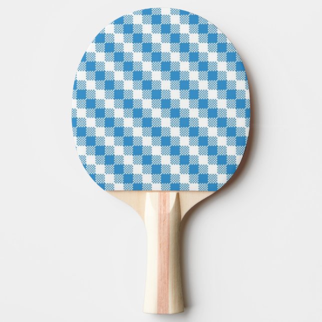 Blue-white squares background ping pong paddle (Front)