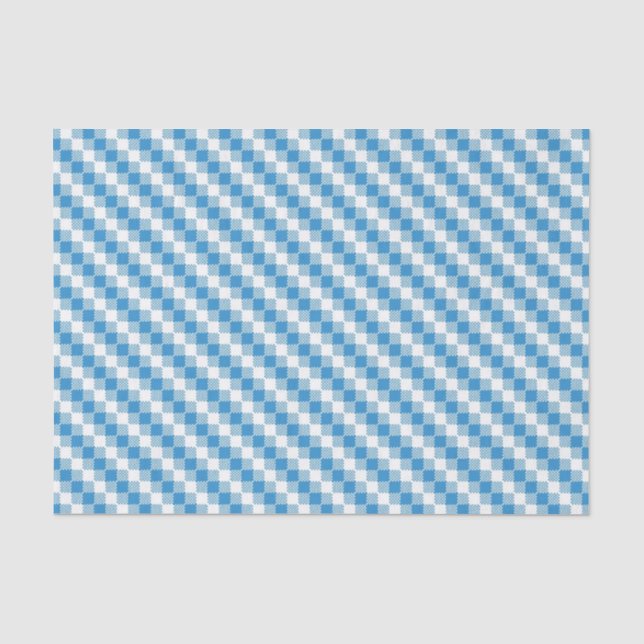 Blue-white squares background tissue paper (Front)
