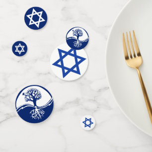 Blue White Star of David Tree of Life Confetti