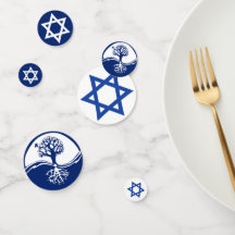 Blue White Star of David Tree of Life