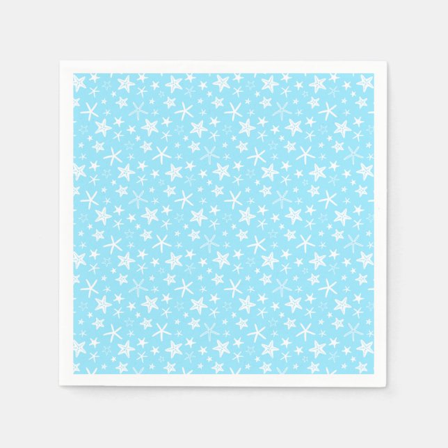 Blue White Starfish Bridal Shower Napkin (Front)