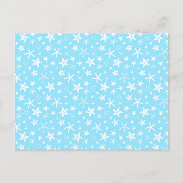 Blue White Starfish Postcard (Front)