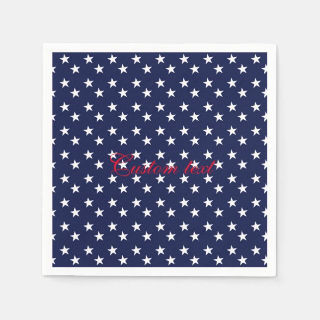 Blue & White Stars 4th of July Party Napkins (Front)