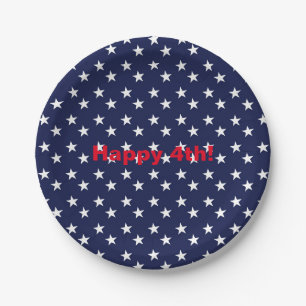 Blue & White Stars 4th of July Party Paper Plates