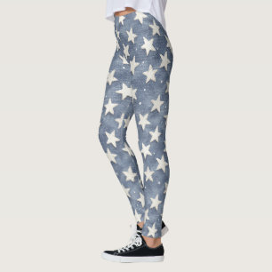 Blue White Stars Leggings