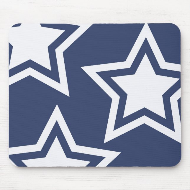 Blue White Stars Mouse Mat (Front)
