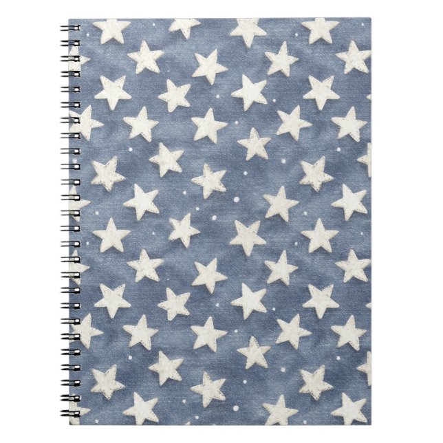 Blue White Stars   Notebook (Front)