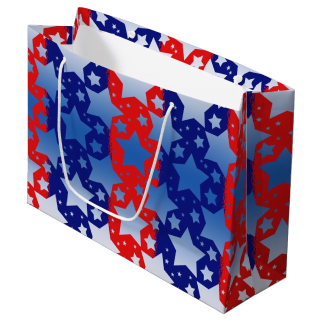 Blue White Stars Red Blue Stripes Large Gift Bag (Front Angled)