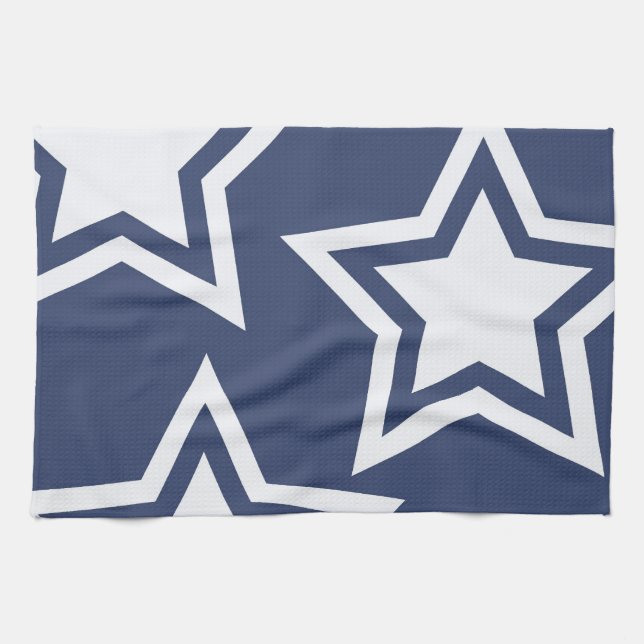 Blue White Stars Tea Towel (Horizontal)