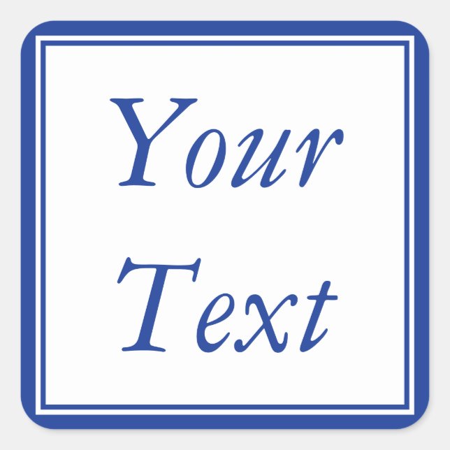 Blue & White Stickers or Labels w/ Custom Text (Front)