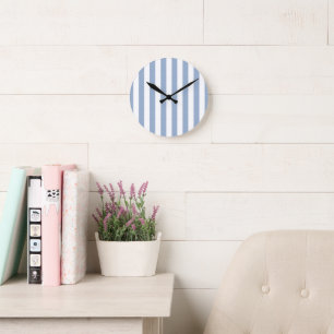 Blue & White Stripe Clock