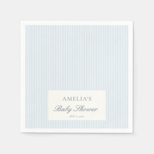 Blue White Stripe Custom Classic Baby Shower Napkin