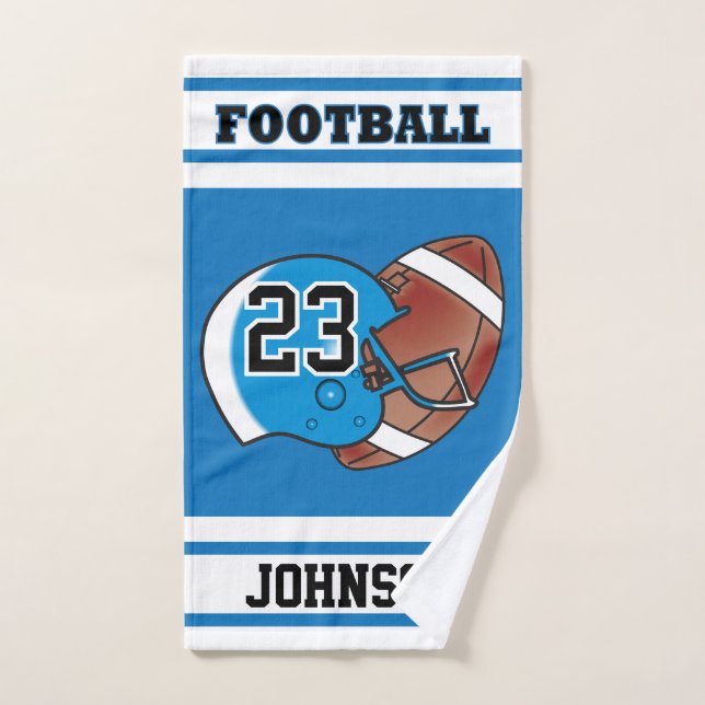 Blue & White Stripe Football Jersey Hand Towel (Hand Towel)