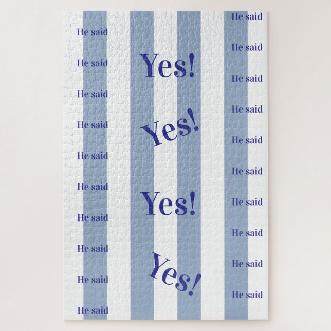 Blue & White Stripe He said Yes! Colors Puzzles  (Vertical)