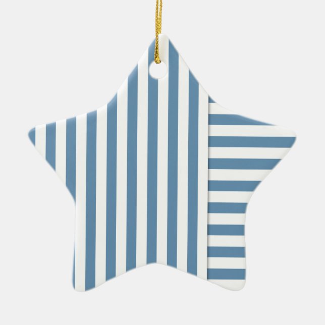 blue white stripe pattern ceramic tree decoration (Front)