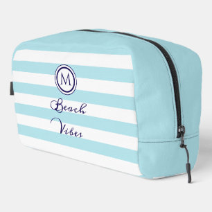 Blue & White Striped Beach Vibes Monogrammed Dopp Kit