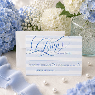 Blue & White Striped Classic RSVP Card