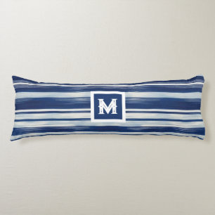Blue & White Striped Monogram Body Cushion