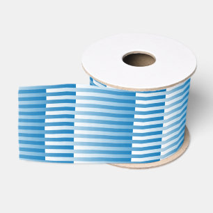 Blue White Striped Pattern Grosgrain Ribbon