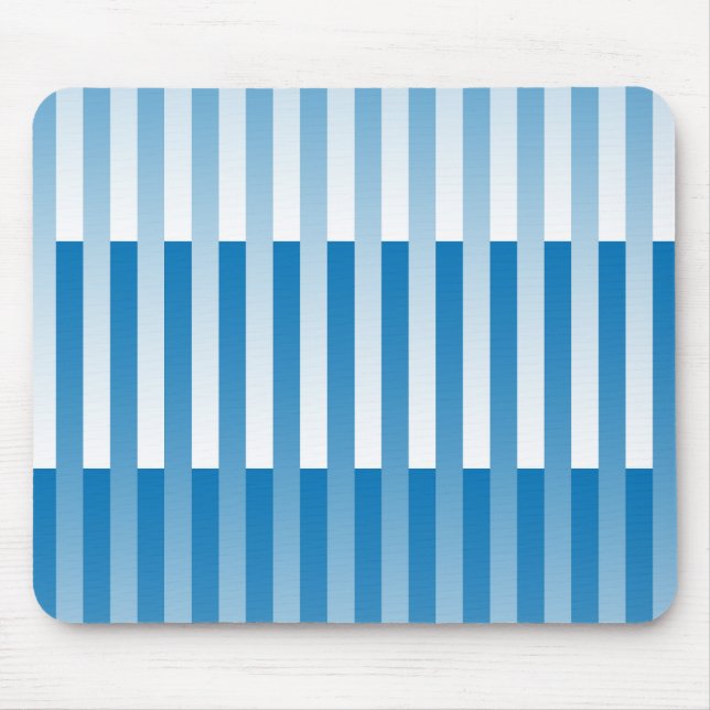 Blue White Striped Pattern Mouse Mat (Front)