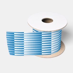 Blue White Striped Pattern Satin Ribbon