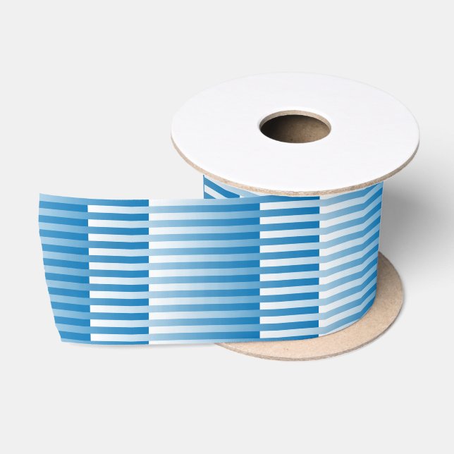 Blue White Striped Pattern Satin Ribbon (Spool)