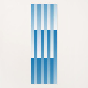 Blue White Striped Pattern Yoga Mat