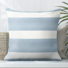 Blue & White Striped Pillow - Block Stripes