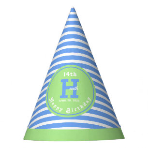 Blue, White Stripes Birthday Party Hat