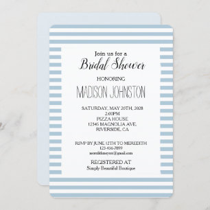 Blue White Stripes Bridal Shower Invitation