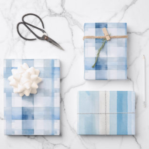 Blue White Stripes Bridal Shower Wrapping Paper Sheet