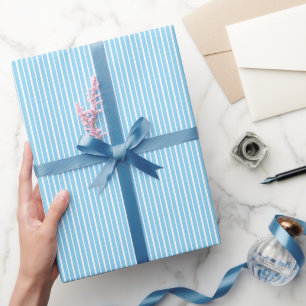 Blue White Stripes Christmas Birthday Wedding Cool Wrapping Paper