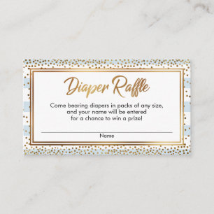 Blue & White Stripes, Confetti Diaper Raffle Cards