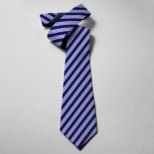 Blue & White Stripes Elegant Wedding Groomsmen Tie