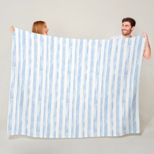 Blue White Stripes   Fleece Blanket