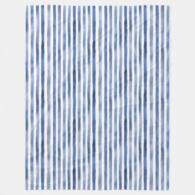 Blue White Stripes  Fleece Blanket (Front)