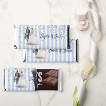 Blue & White Stripes Glitter Hershey Bar Favours