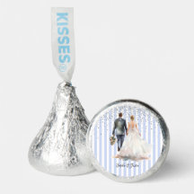 Blue & White Stripes Glitter Wedding Personalised 