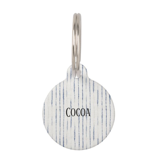 Blue White Stripes Green Grass Pet Tag (Front)