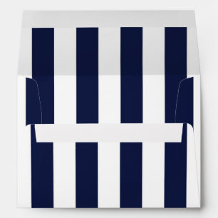 Blue & White Stripes Modern Striped Invitation Envelopes