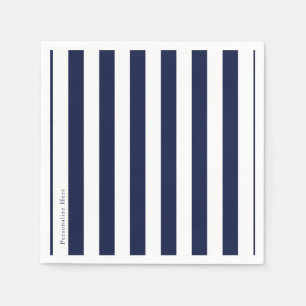 Blue & White Stripes Modern Striped Personalised Napkin