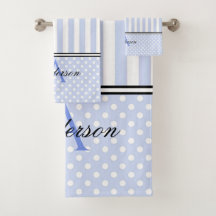 Blue & White Stripes Monogram